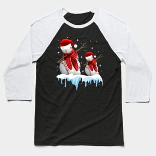 Baseball Snowman Dabbing Merry Christmas Gift Baseball T-Shirt